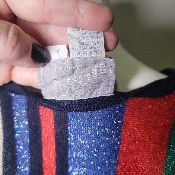 -Vintage 1980's Joyce Pullover Striped Sweater with Glitter Threads - Picture 5 of 5